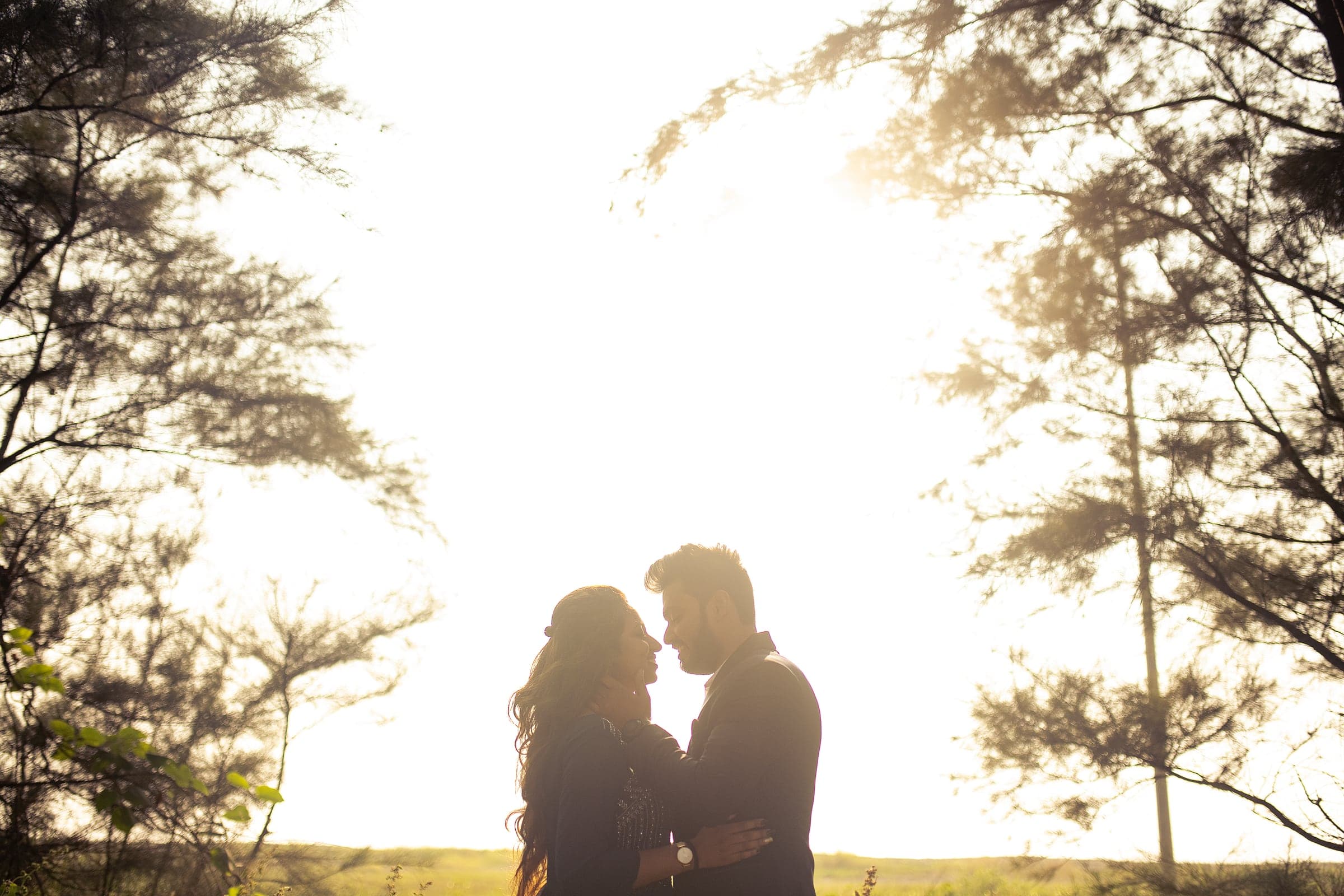 Couple portrait in an outdoor landscape
